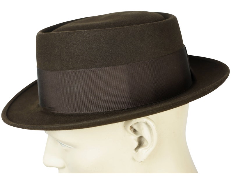Vintage Adam Pork Pie Hat 1940s 50s Flat Fedora Style 7 14