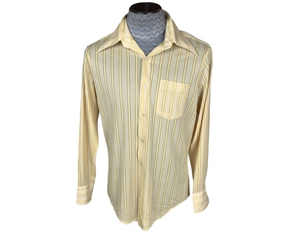 Vintage 1970s Yellow Shirt Sheer Polyester Nylon … - image 2