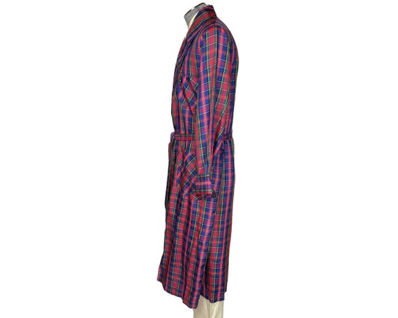 Vintage 1940s 50s Mens Dressing Gown Plaid Loungi… - image 2