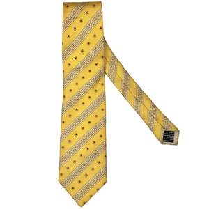 Vintage 1990s Classic V2 by Versace Yellow Necktie Mens Silk Tie