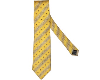 Vintage 1990s Classic V2 by Versace Yellow Necktie Mens Silk Tie