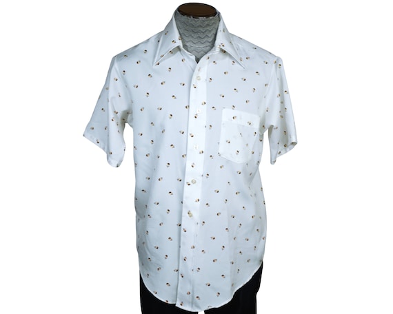 Vintage 70s Short Sleeve Shirt Abstract Pattern S… - image 1