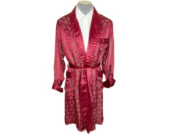 Vintage 1940er 50er Jahre Herren Hausmantel Lounging Robe von Tulipe Deco Pattern As Is