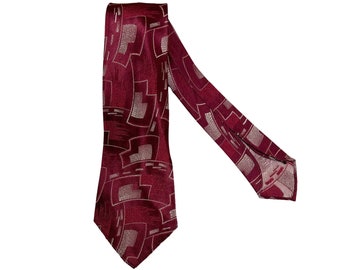 Vintage 1930s Tie Art Deco Necktie Red & Silver Super Craft Superior Brand