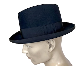 Vintage 1940s Homburg Hat Eatonia Blue Fedora Sz 7 1/4