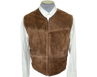Vintage Leather Patchwork Vest Multicolor Cinch Back