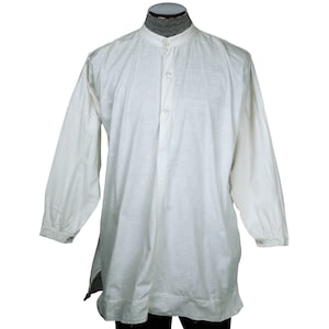 Antique Victorian Mens Shirt White Cotton Dorset Buttons M - VFG