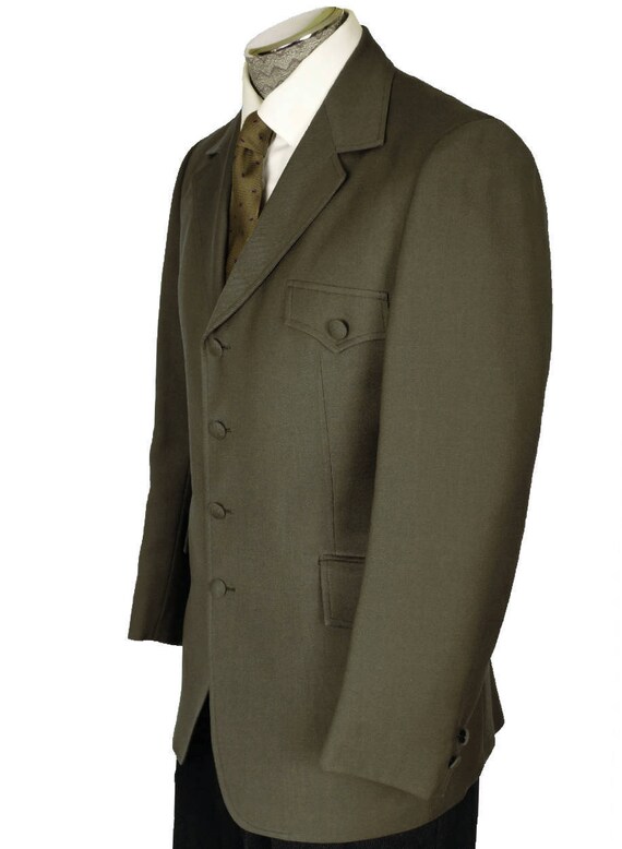Vintage 70s Mens Mod Blazer Jacket - Olive Green … - image 3