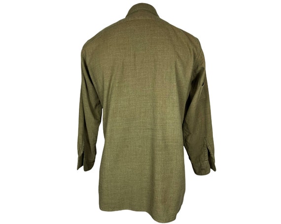 Antique WWI Shirt Green Wool with Bib Size M - image 5