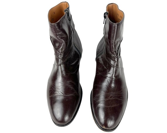 Vintage 1970s Mens Ankle Boots Brown Leather Pris… - image 3