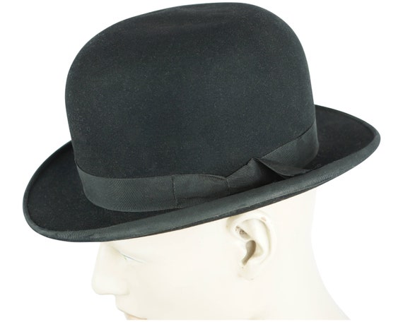 Vintage Mens English Bowler Hat Moores London Blac