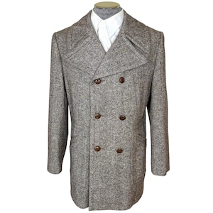Sobretudo vintage Donegal Tweed da década de 1970, Croydon, Canadá, tamanho 42