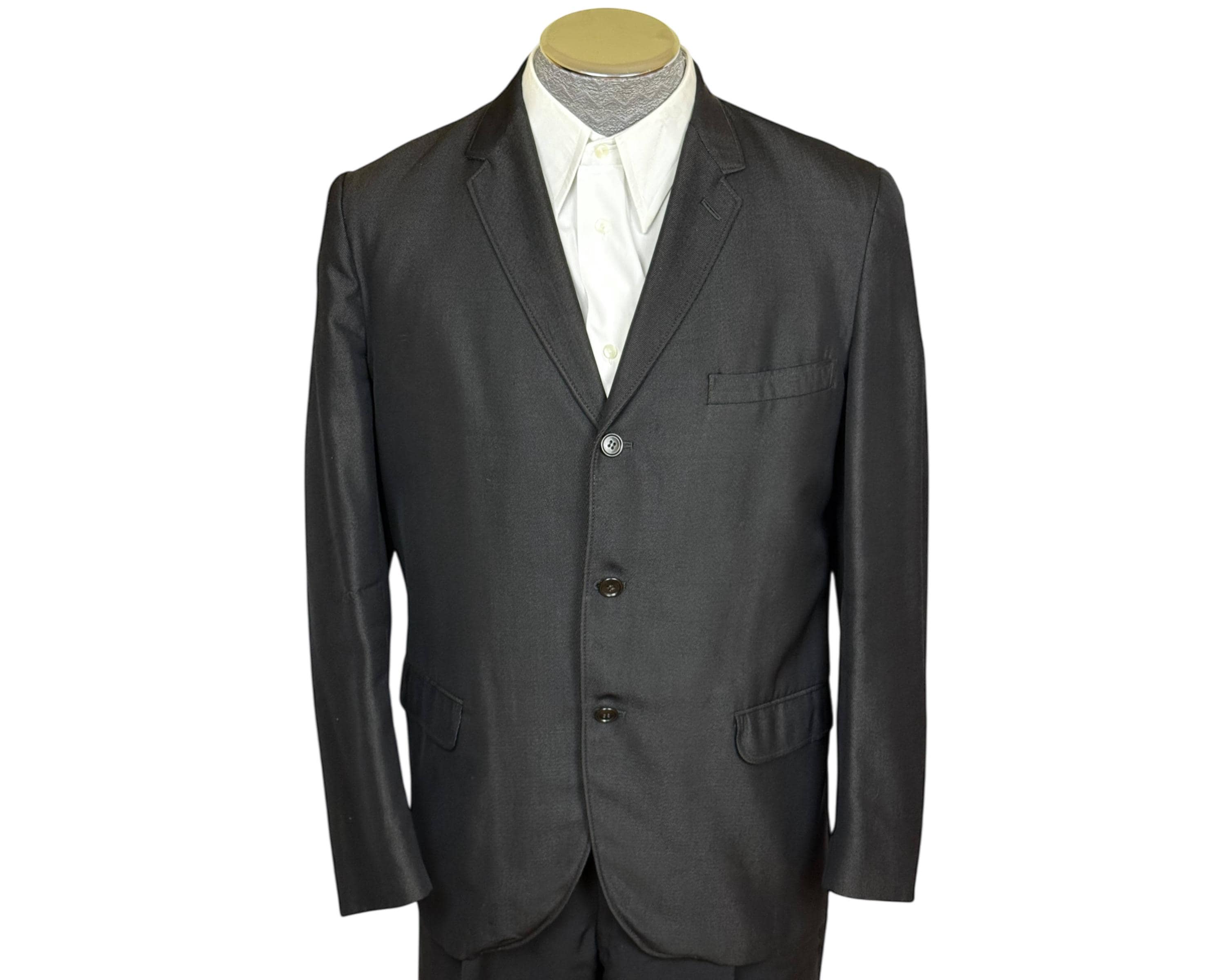 Veste Longue 3/4 Scott Taylor Grise à Motif Herringbone Et Floral - Taille L, Neuf Sans étiquette, Excellent état