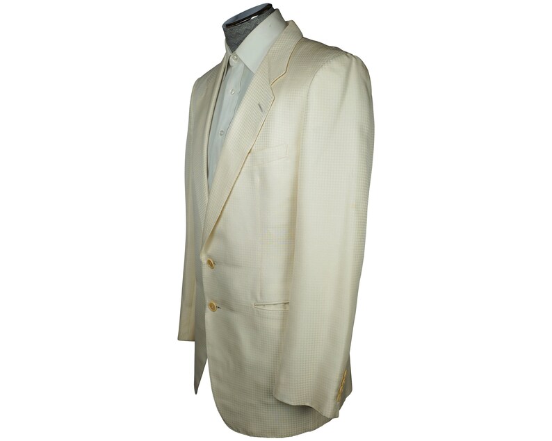 Vintage Mens Cream White Silk Dinner Jacket Switzerland Sz L
