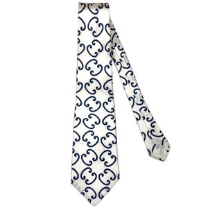 Vintage 1970s Pierre Cardin Tie White Silk Necktie France
