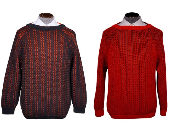 Vintage 1960s Mens Reversible Wool Sweater Black &