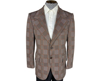 Vintage 1970s Plaid Jacket Checked Blazer Sport Coat Size M