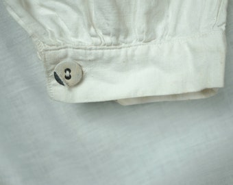 Antique Victorian Mens Shirt White Cotton Dorset Buttons M - VFG 