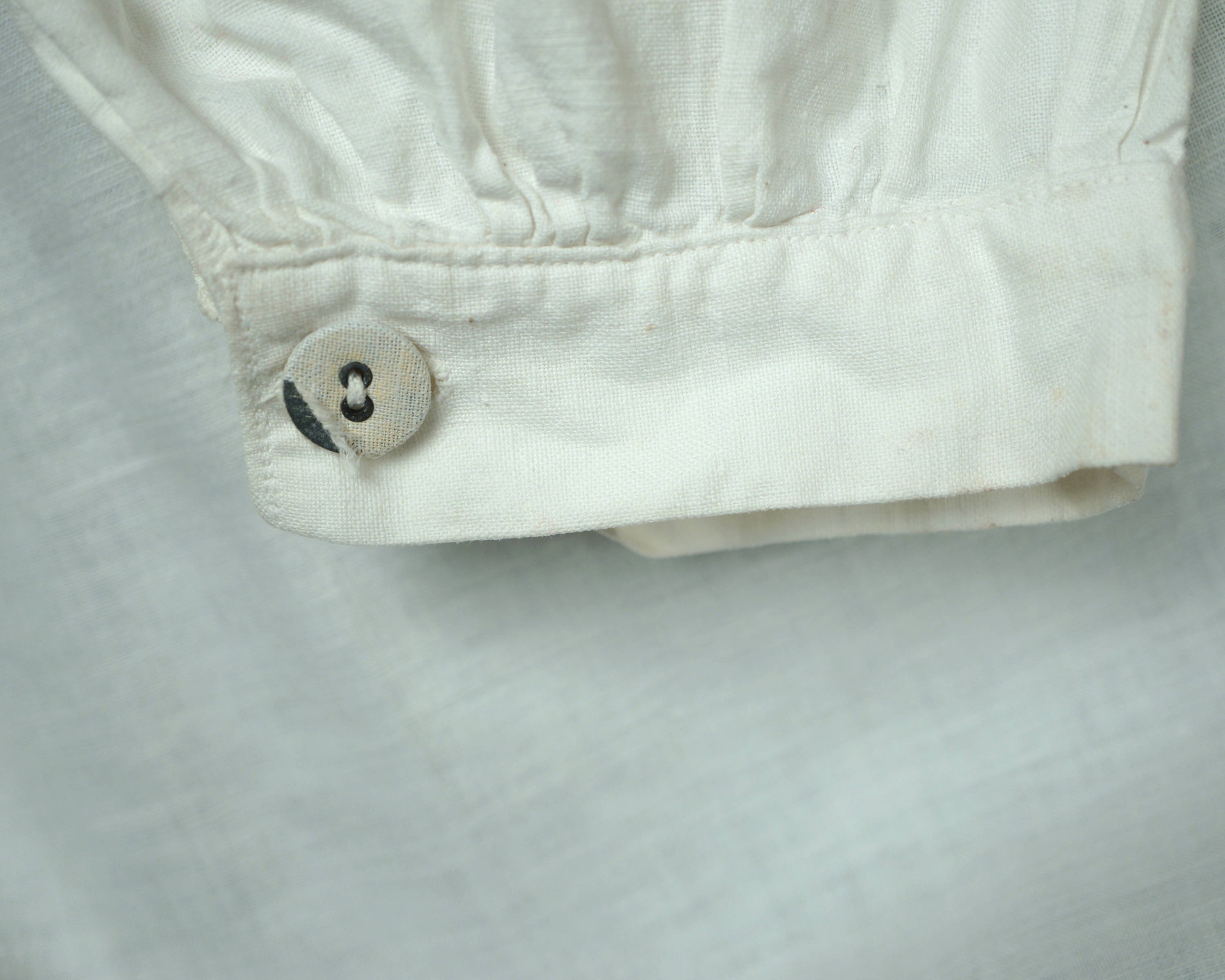 Antique Victorian Mens Shirt White Cotton Dorset Buttons M