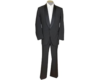 Vintage 1980s Shawl Collar Tuxedo Jacket with Pants Set Size L