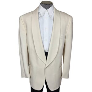 Vintage 1990s Mens White Dinner Jacket Custom Tailored Sz L Tall