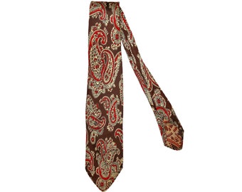 Vintage 1930s Silk Necktie Paisley Pattern Brae Mawr Hand Tailored Tie