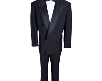 Vintage Yves Saint Laurent Wool Tuxedo Double Breasted Dinner Suit XL