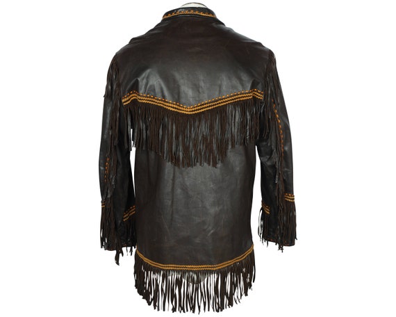 Vintage Fringed Leather Western Jacket Artisan Ma… - image 2