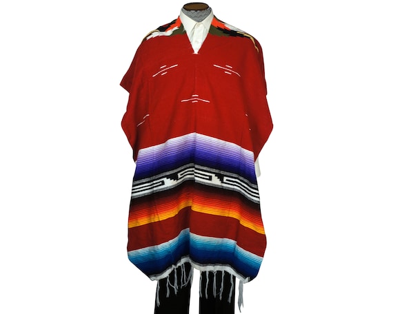 Vintage 1960s Mexican Poncho Saltillo Serape Strip