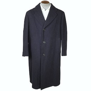 Vintage 1940s Mens Wool Coat Overcoat Slate Blue Size L The Trooper Robin Hood