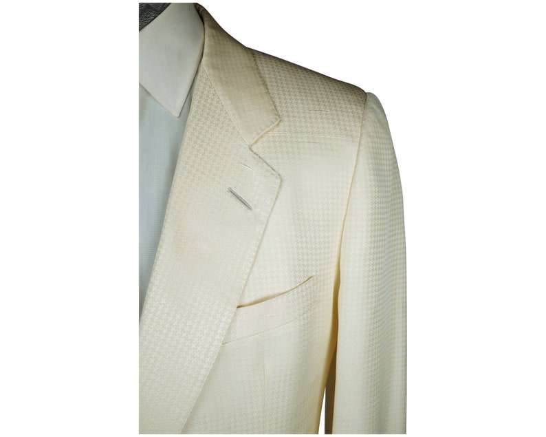 Vintage Mens Cream White Silk Dinner Jacket Switzerland Sz L