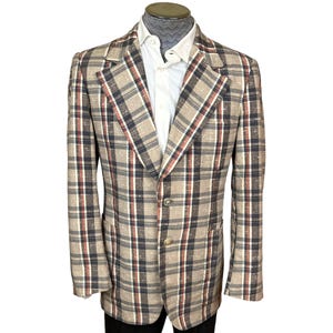 1970s Vintage Plaid Jacket Blazer Sport Coat Size 40