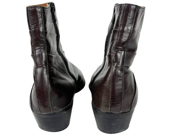 Vintage 1970s Mens Ankle Boots Brown Leather Pris… - image 5