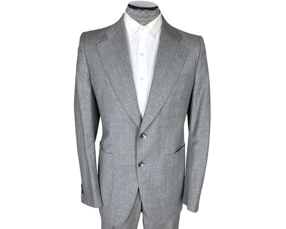 Vintage Mens 1970s Suit Grey Wool Gillio Versailles F… - Gem