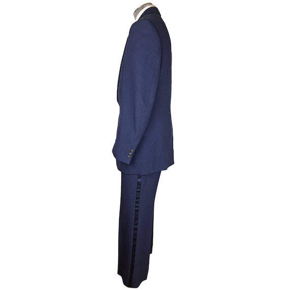 Vintage 1970s Blue Tuxedo Disco Era Dated 1976 Sz… - image 3