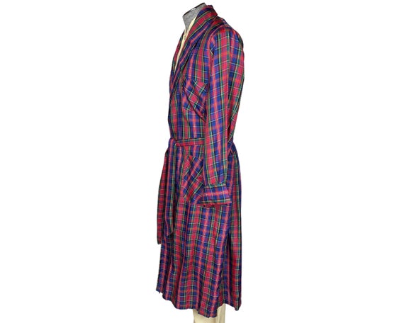 Vintage 1940s 50s Mens Dressing Gown Plaid Loungi… - image 4