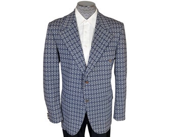 Vintage 1970s Mens Jacket Sport Coat Double Knit Polyester Size L