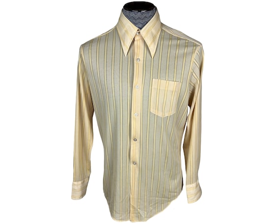 Vintage 1970s Yellow Shirt Sheer Polyester Nylon … - image 1