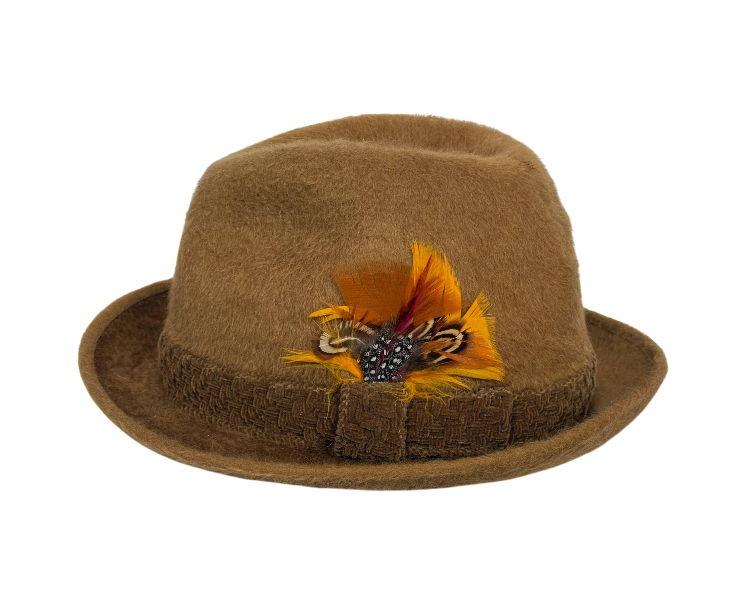 Biltmore Wool Felt Fedora Hat with Feather Trim and Embossed Leather Belt Band Biltmore Fedora - Etsy main image 4