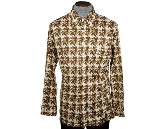 Vintage 70s Disco Shirt Polyester Mens Size XL Pie