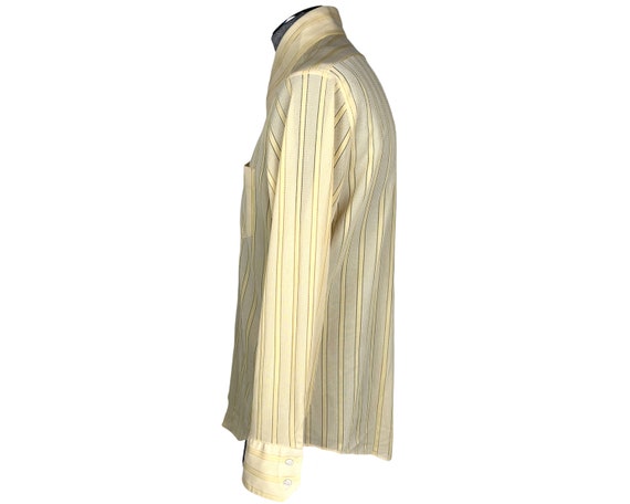 Vintage 1970s Yellow Shirt Sheer Polyester Nylon … - image 3