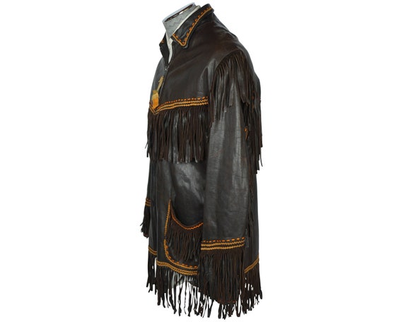 Vintage Fringed Leather Western Jacket Artisan Ma… - image 3