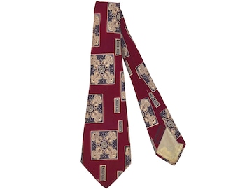 Vintage 1940s Swing Tie Abstract Pattern Manhattan Label - VFG