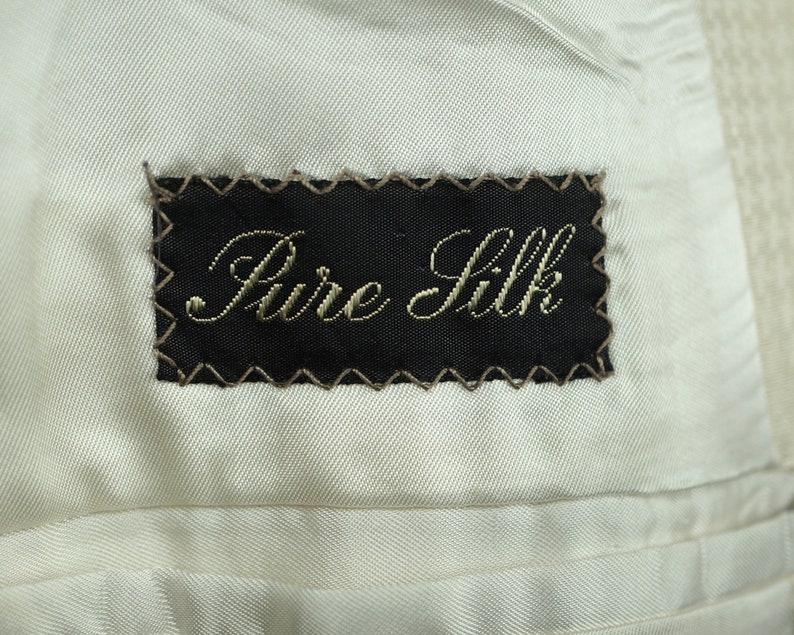 Vintage Mens Cream White Silk Dinner Jacket Switzerland Sz L