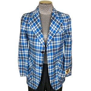 Vintage NOS 1970s Plaid Jacket Unused Sport Coat Size S