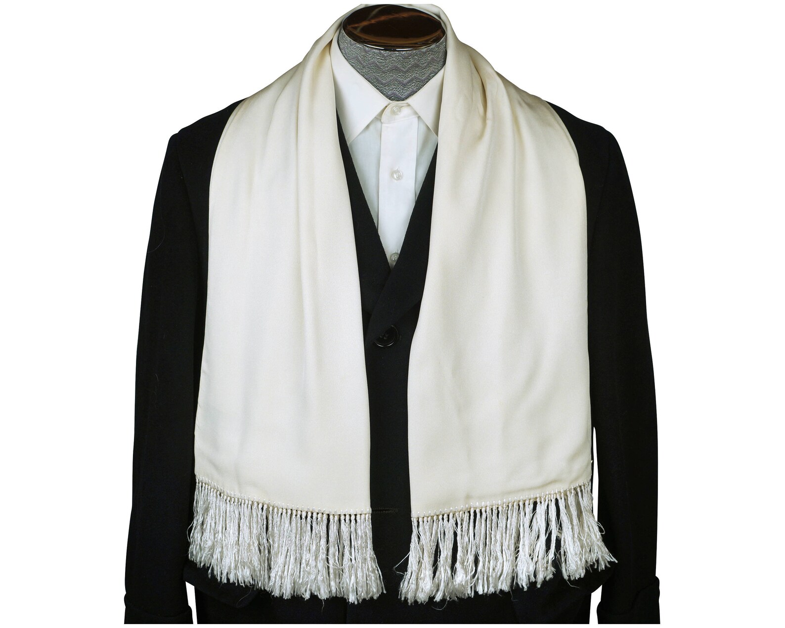 Vintage Fringed Opera Scarf White Crepe Mens Foulard Bruck Etsy
