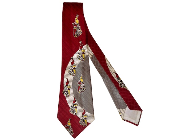 Buy Vintage 1940s Swing Tie Printed Satin Rayon Necktie Peacock 