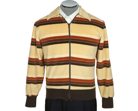 Vintage 1970s Adidas Track Jacket Striped Velour O
