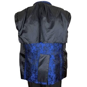 Vintage 1960s Shiny Blue Brocade Tuxedo Dinner Jacket Mens Size Medium image 6