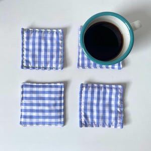 Gingham Fabric Coasters - Set of 4